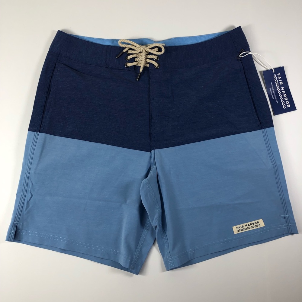Fair Harbor Nautilus Boardshort Blue Board Shorts Swim FH 100b Men's 32 New NWT